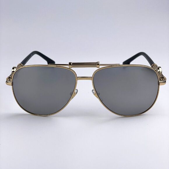 NEW Versace VE2236 1002Z3 Gold Silver Mirrored Polarized Pilot Unisex Sunglasses - Picture 1 of 15
